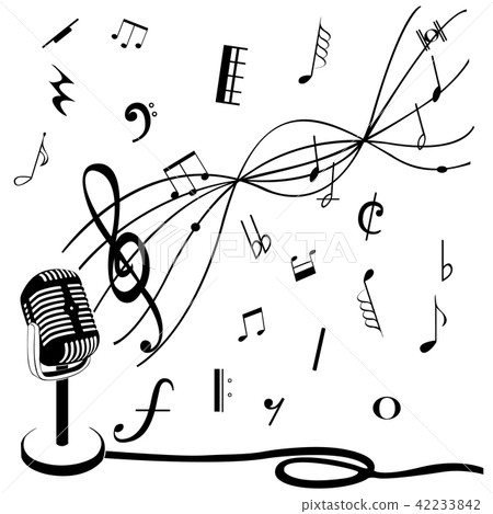 音符標誌材料黑色和白色設置 42233842