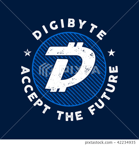 DGB Cryptocurrency Coin Sign. Digibyte accept the future emblem or badge. Crypto logo for any 42234935