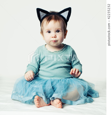 Beautiful baby girl on white background Beautiful baby girl on white background 42235232