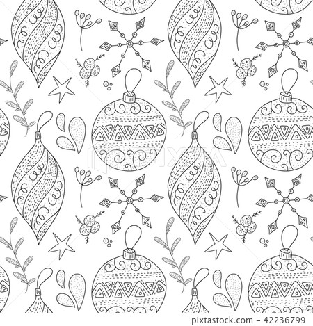 Christmas vector seamless pattern with detailed... - Stock Illustration ...