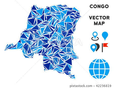 Blue Triangle Democratic Republic Of The Congo Map - Stock Illustration ...