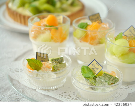 甜瓜的奶油布丁和獼猴桃餡餅（側身位置） 42236924