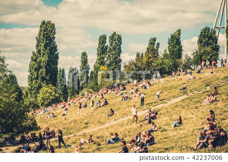 Berlin City summer concept ,  people in park 42237006