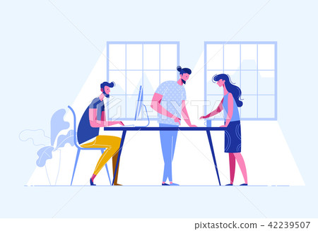 Meeting business people. Teamwork. Discussion of the company's business strategy. Vector Meeting business people. Teamwork. Discussion of the company's business strategy. Vector 42239507