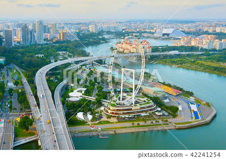 Singapore skyline, Ferries Wheel, aerial 42241254