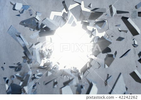 Cracked earth abstract background with volume light rays. Cracked concrete earth abstract background 42242262