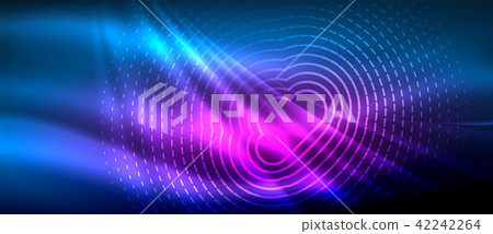Neon glowing wave, magic energy and light motion background. Wallpaper template, hi-tech future 42242264
