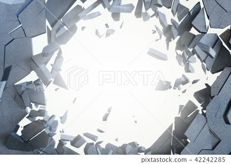 Cracked earth abstract background with volume light rays. Cracked concrete earth abstract background 42242285