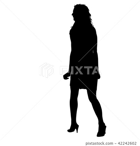 Silhouette of People Standing on White Background 42242602
