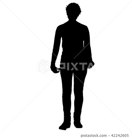 Silhouette of People Standing on White Background 42242605