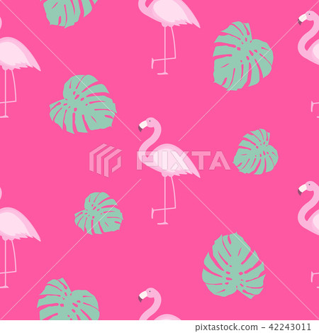 Cute Seamless Flamingo Pattern Vector Illustration 42243011