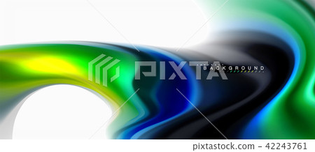 Fluid liquid mixing colors concept on light grey background, curve flow, trendy abstract layout 42243761