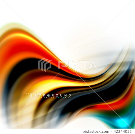 Fluid liquid mixing colors concept on light grey background, wave and swirl curve flow line, trendy 42244035