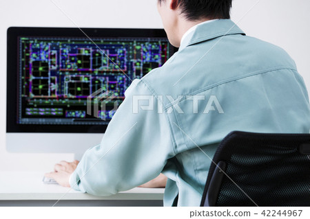 Construction Building Real Estate CAD Drawing Business Personal Computer Office Businessman Men 42244967