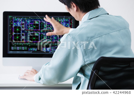 Construction Building Real Estate CAD Drawing Business Personal Computer Office Businessman Men 42244968