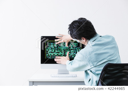 Construction Building Real Estate CAD Drawing Business Personal Computer Office Businessman Men 42244985