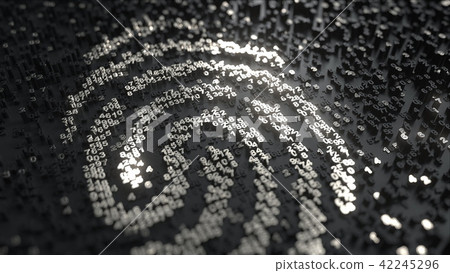 Fingerprint made of chrome numbers. Modern digital ID concept. 3D rendering 42245296