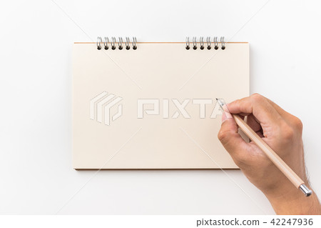 Top view of spiral notebook, pen for mockup 42247936