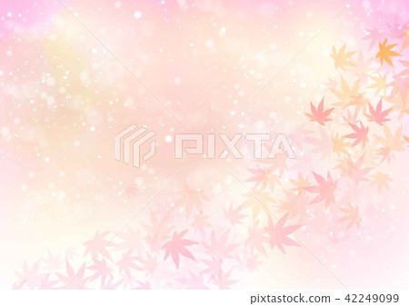 Pink background Autumn color glittering autumn leaves Pink background Autumn color glittering autumn leaves 42249099