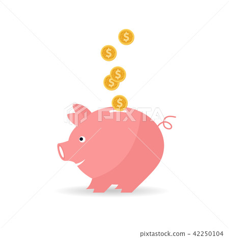 Pig bank with coins in flat style Pig bank with coins in flat style 42250104