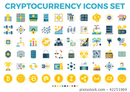 Cryptocurrency and Blockchain Flat Icons 42251969