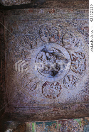 Cave 3:Fresco paintings on ceiling Badami Caves Cave 3:Fresco paintings on ceiling Badami Caves 42252139