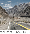 Mountain landscape with blue sky and empty road 42253318