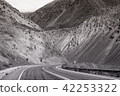 Mountain road trip landscape in black and white 42253322
