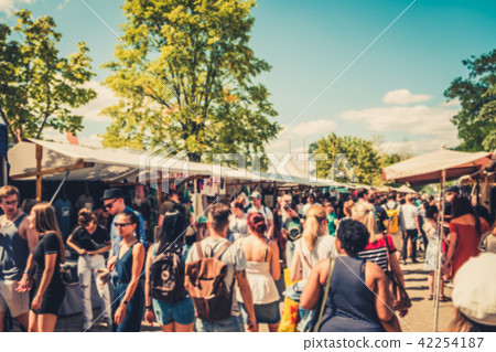 people in city concept blur  Crowd on flea market  42254187
