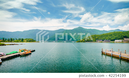 Kawaguchi Lake with Mountain in Japan Kawaguchi Lake with Mountain in Japan 42254199