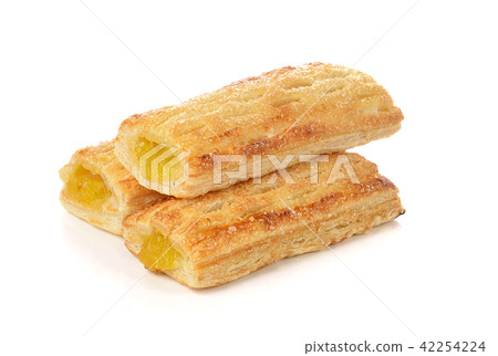 Crunchy pie with pineapple on white background Crunchy pie with pineapple on white background 42254224