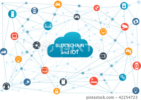 Blockchain and the Internet of Things - Stock Illustration [42254723 ...
