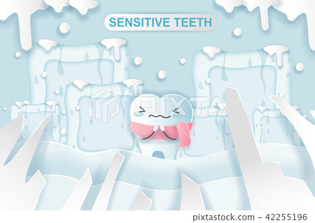 cartoon tooth with sensitive problem 42255196
