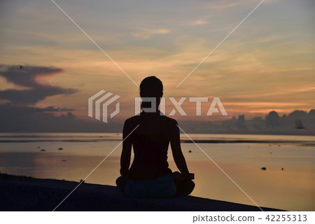 Morning glow and yoga pose of Shiraho Beach Morning glow and yoga pose of Shiraho Beach 42255313