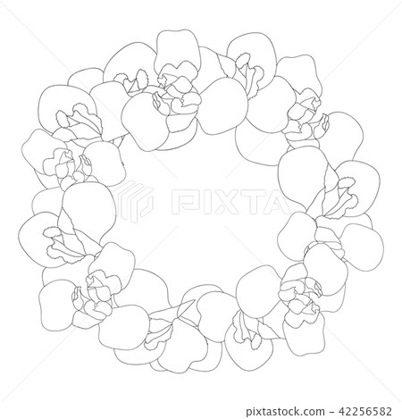 Iris Flower Outline Wreath. - Stock Illustration [42256582] - PIXTA