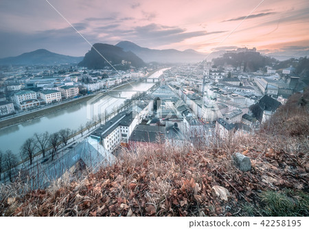 Panoramic view of Salzburg at winter morning Panoramic view of Salzburg at winter morning 42258195