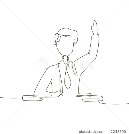 Boy at the lesson - one line design style illustration 42258590