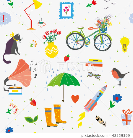 Funny every day objects seamless pattern Funny every day objects seamless pattern 42259399