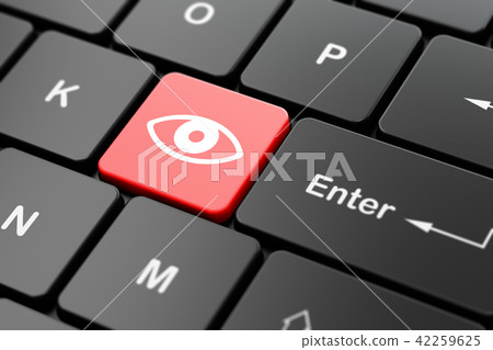 Protection concept: Eye on computer keyboard background 42259625
