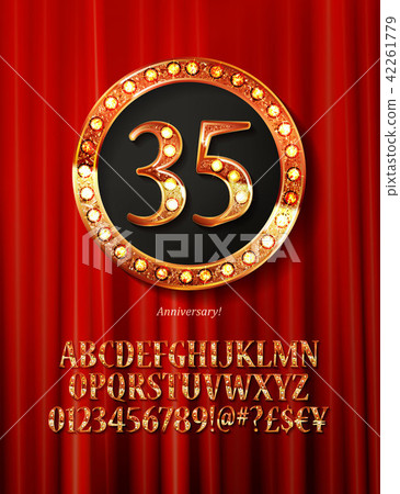 Golden alphabet with show lamps isolated Golden alphabet with show lamps isolated 42261779