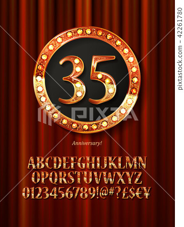 Golden alphabet with show lamps isolated Golden alphabet with show lamps isolated 42261780