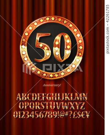 Golden alphabet with show lamps isolated Golden alphabet with show lamps isolated 42261785