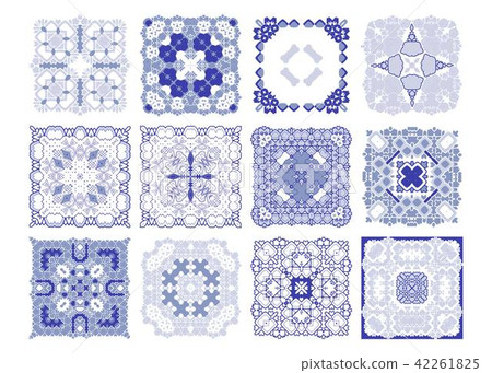 Vector tiles blue pattern, Lisbon floral mosaic 42261825