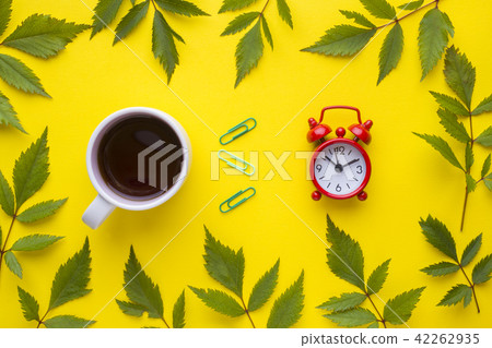 Business concept. Coffee Cup and clock alarm  42262935