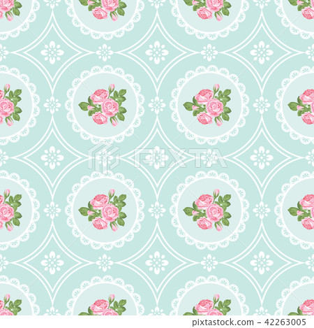 Shabby chic rose seamless pattern background Shabby chic rose seamless pattern background 42263005