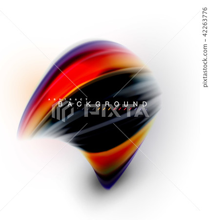 Fluid liquid mixing colors concept on light grey background, wave and swirl curve flow line, trendy 42263776