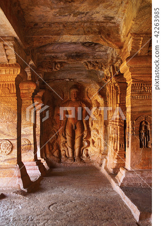 Cave 4 : Carved figure of Bahubali, Badami Caves Cave 4 : Carved figure of Bahubali, Badami Caves 42263985