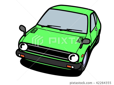 國內復古緊湊車綠色汽車插圖 42264355