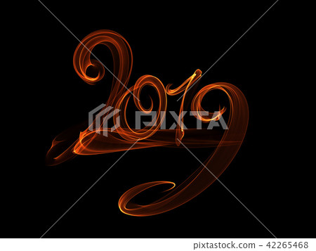 Happy new year 2019 isolated numbers lettering written with white fire flame or smoke on black Happy new year 2019 isolated numbers lettering written with white fire flame or smoke on black 42265468