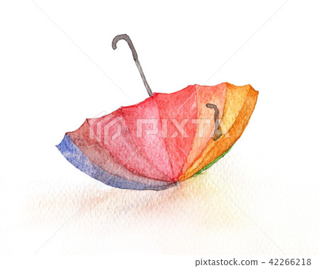 Hand painted watercolor of colorful umbrella Hand painted watercolor of colorful umbrella 42266218